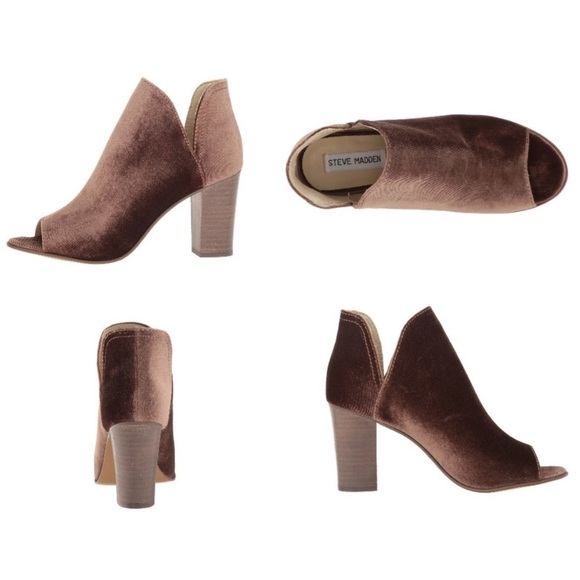Steve Madden Shoes - Steve Madden Brown Velvet Peep Toe Booties